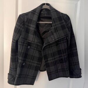 THEORY Virgin Wool/Cashmere Gray Checkered Jacket - Size Small